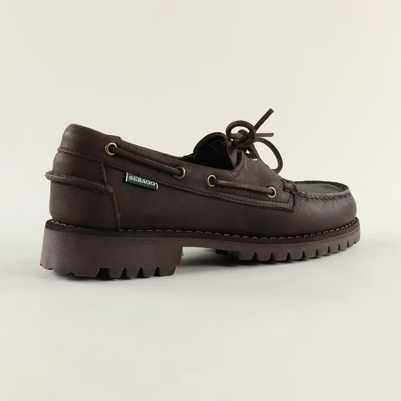 Sebago Campsides Ranger Tumbled Leather Moccasin Shoes Dark Brown
