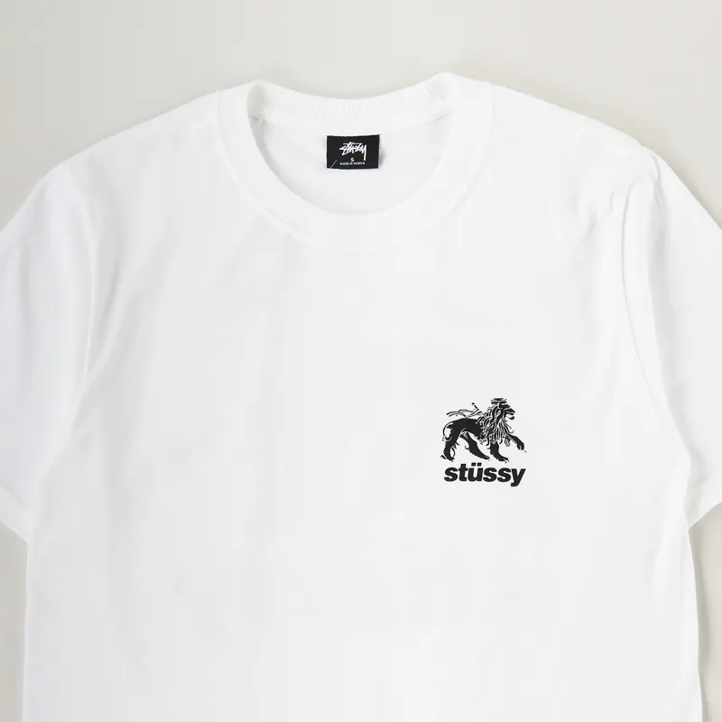 Stussy Mens Graphic Tee Rasta Lion Short Sleeve T Shirt White