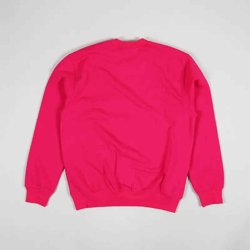 Carhartt WIP Mens Carhartt Logo Sweatshirt Ruby Pink Black