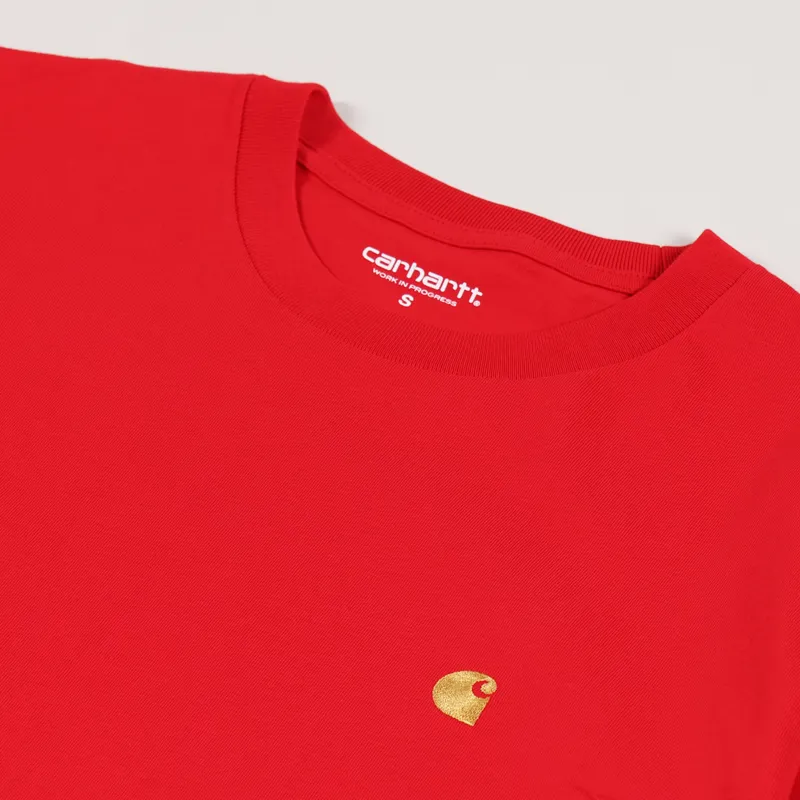 Carhartt WIP Mens Short Sleeve Chase T Shirt Etna Red Gold