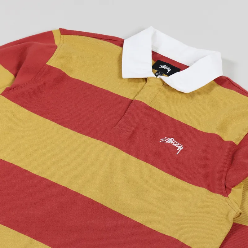 Stussy Classic Stripe Long Sleeve Rugby Shirt Mustard-1