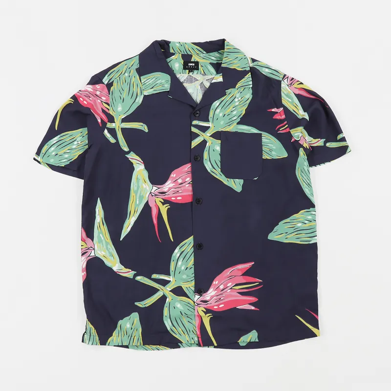 Edwin Resort Short Sleeve Shirt Ebony Birds