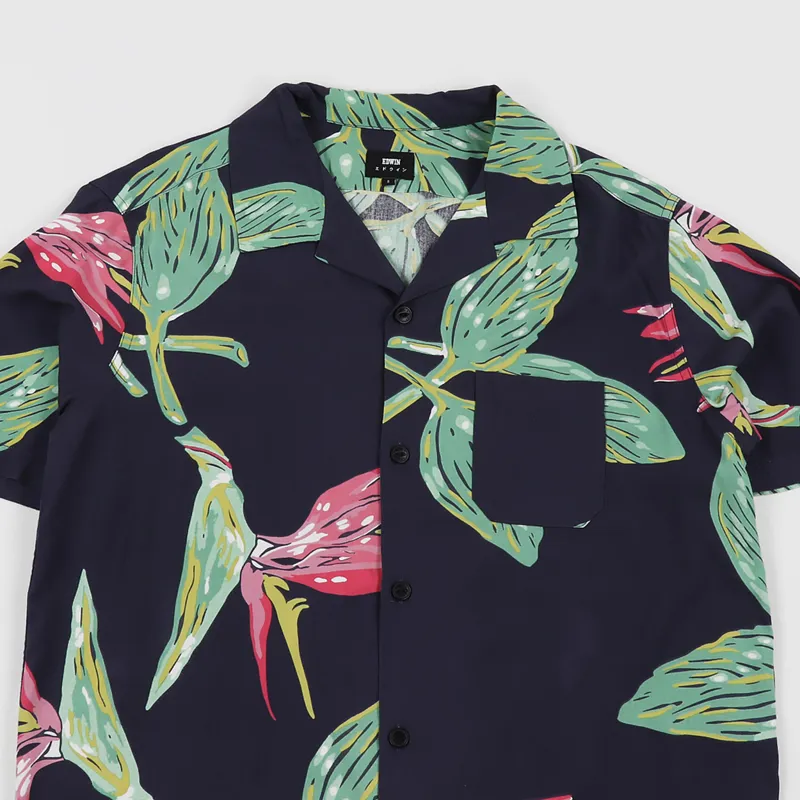 Edwin Resort Short Sleeve Shirt Ebony Birds-1