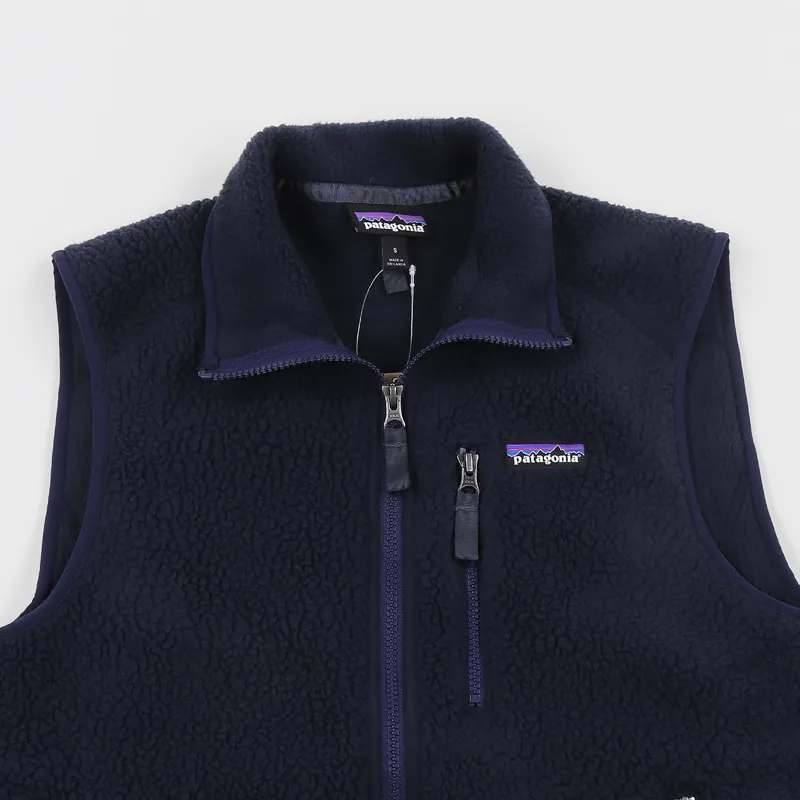 Patagonia Mens Retro Pile Winter Vest Gilet Jacket Navy Blue