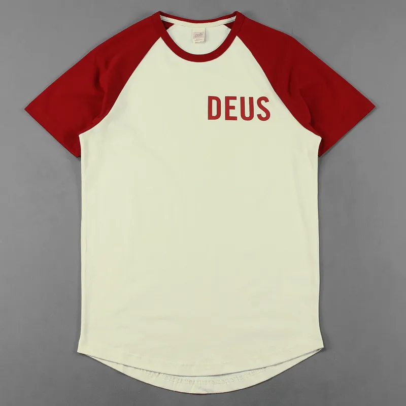 Deus Ex Machina Ringer Raglan T Shirt Rich Red