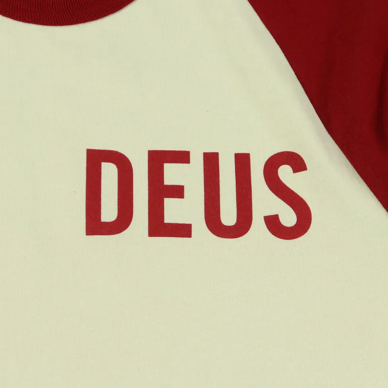 Deus Ex Machina Ringer Raglan T Shirt Rich Red-1