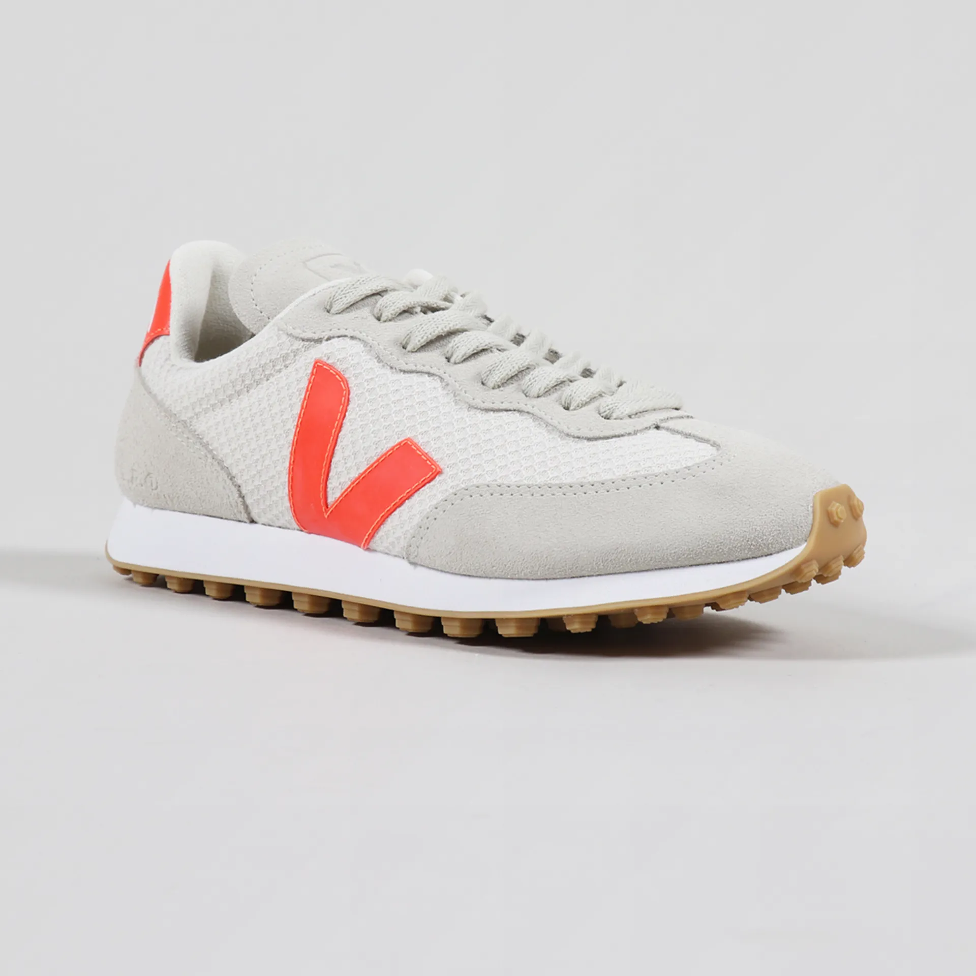 Veja Womens Rio Branco Hexamesh Shoes Gravel Orange Fluo