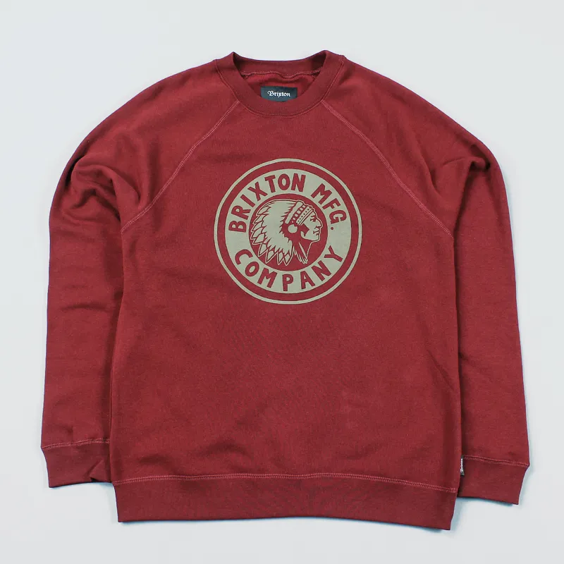 Brixton Manufacturing Rival Crew Neck Sweater Burgundy Gold