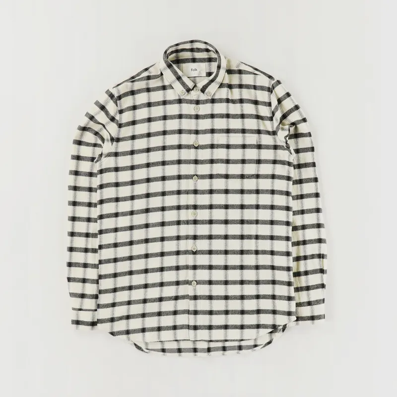 Folk Relaxed Fit Shirt Ecru Black Window Pane