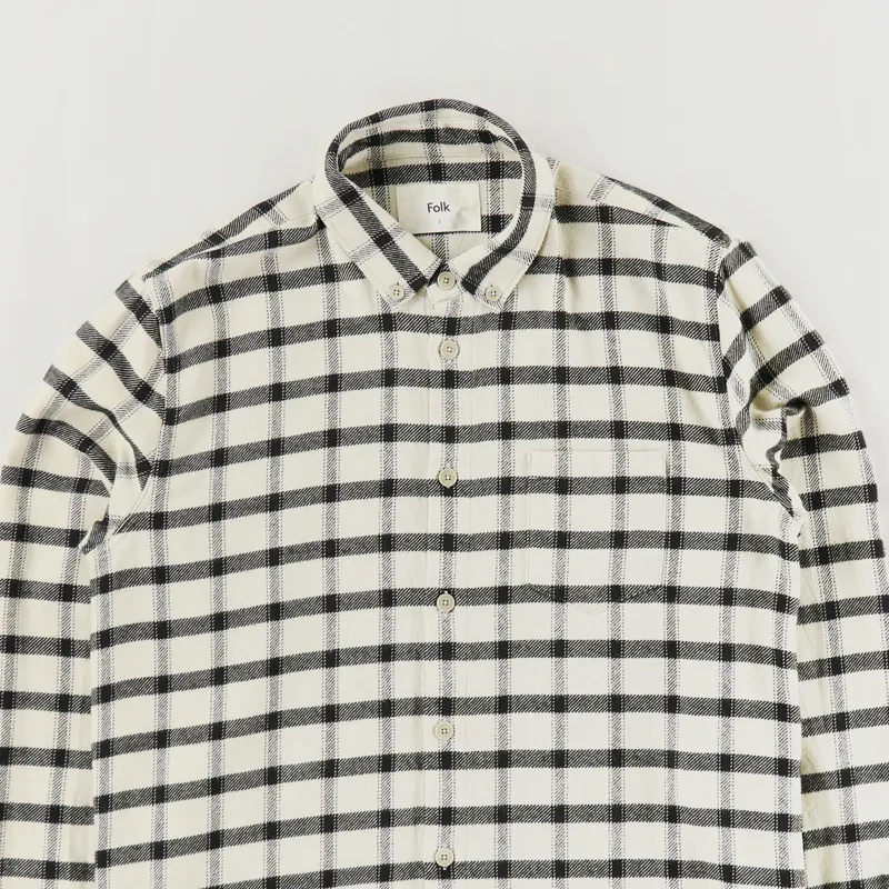 Folk Relaxed Fit Shirt Ecru Black Window Pane-1