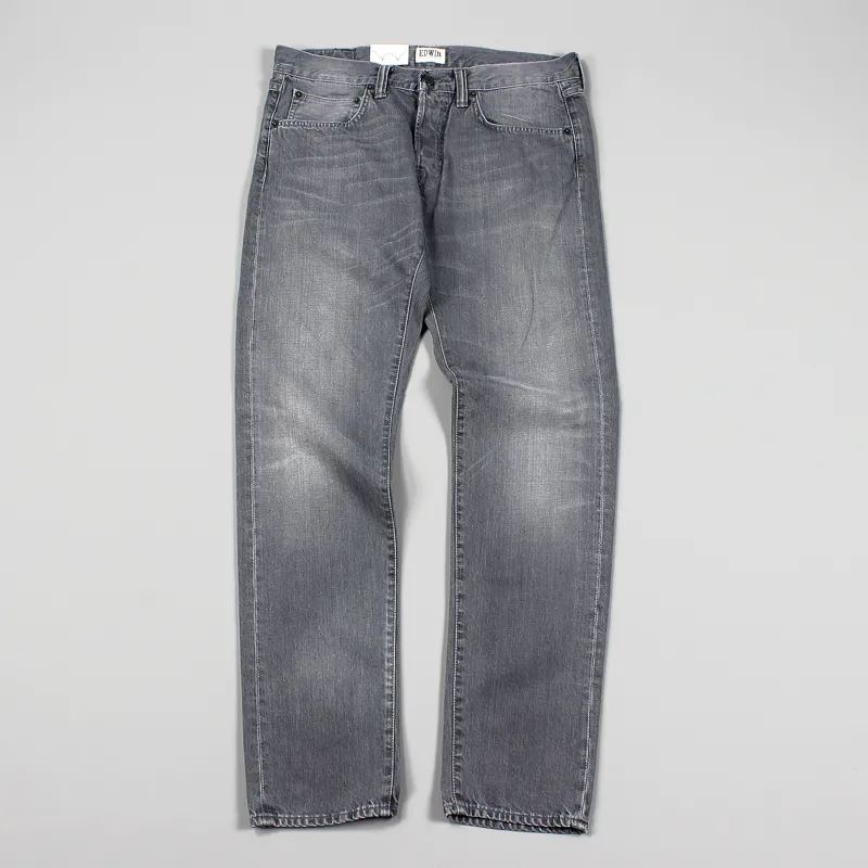 Edwin ED-55 Relaxed Tapered Jeans Grey Dark Used-2