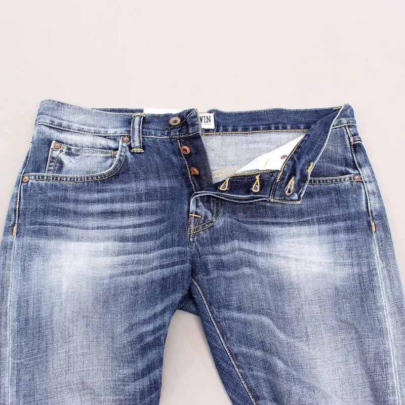 Edwin ED-55 Relaxed Tapered Jeans Blue Break Used-3