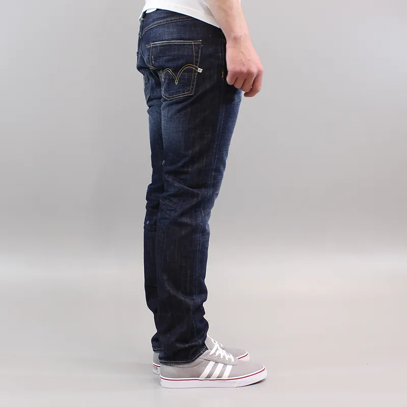 Edwin ED-55 Relaxed Tapered Jeans Blue Dawn Used-1