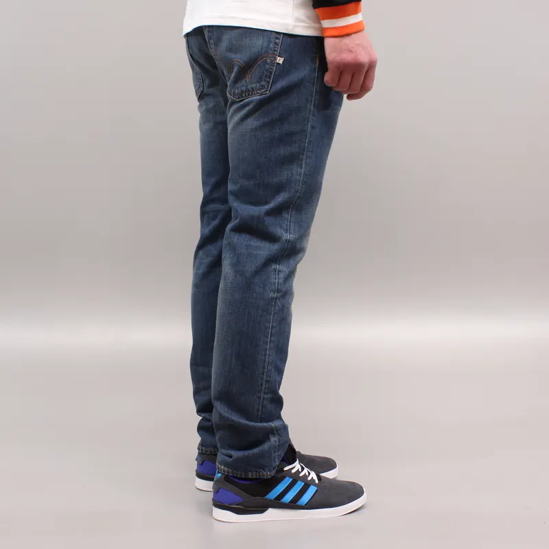 Edwin ED-55 Relaxed Tapered Jeans Blue Mid Used-1