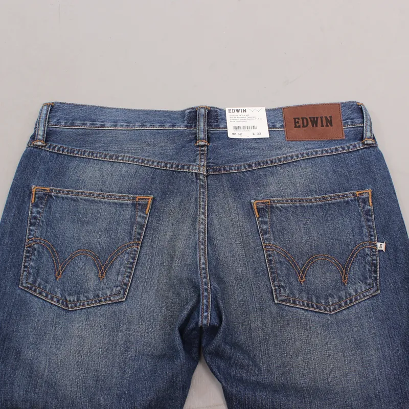 Edwin ED-55 Relaxed Tapered Jeans Blue Mid Used-4