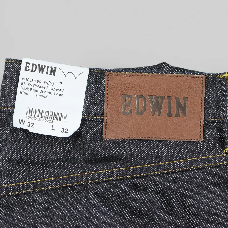 Edwin Denim ED-55 Relaxed Tapered Jeans Dark Blue Denim Rinse-2