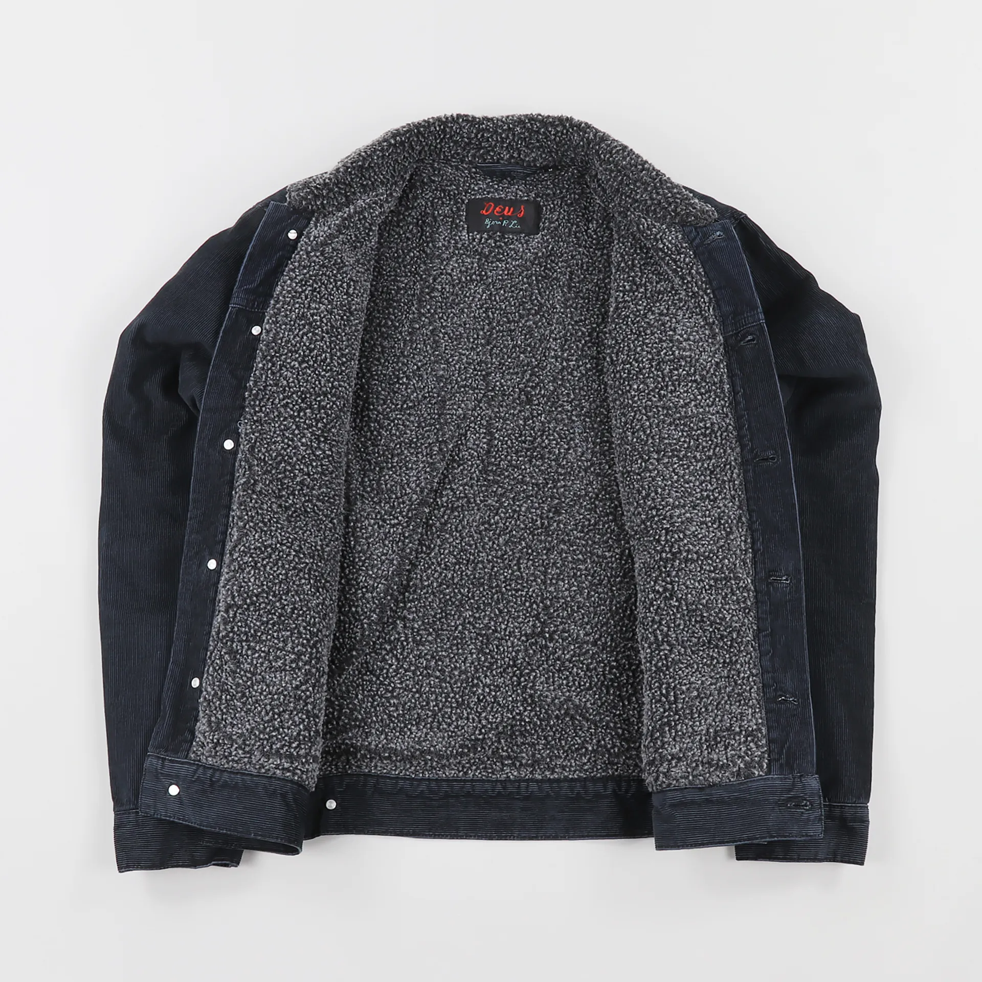 Deus Ex Machina Mens Ronald Orchid Corduroy Sherpa Jacket Black
