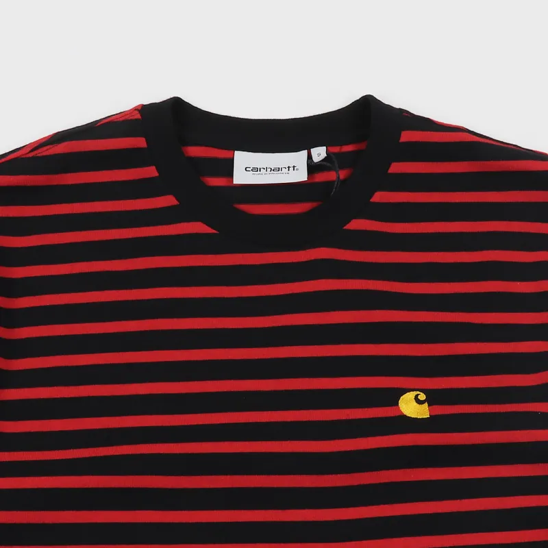 Carhartt WIP Robie Stripe T Shirt Black Red-1