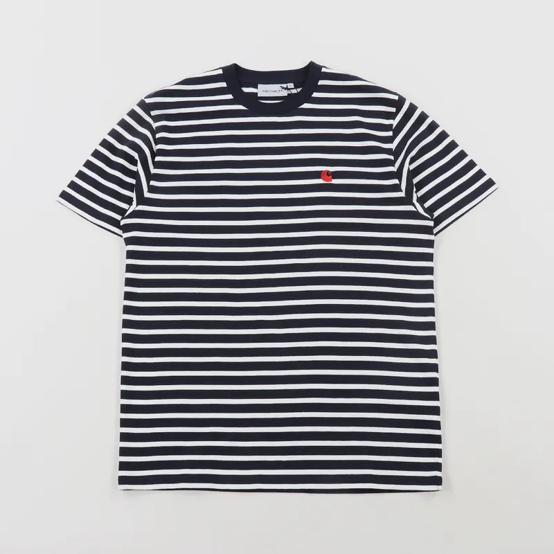 Carhartt WIP Robie Stripe T Shirt Dark Navy Wax