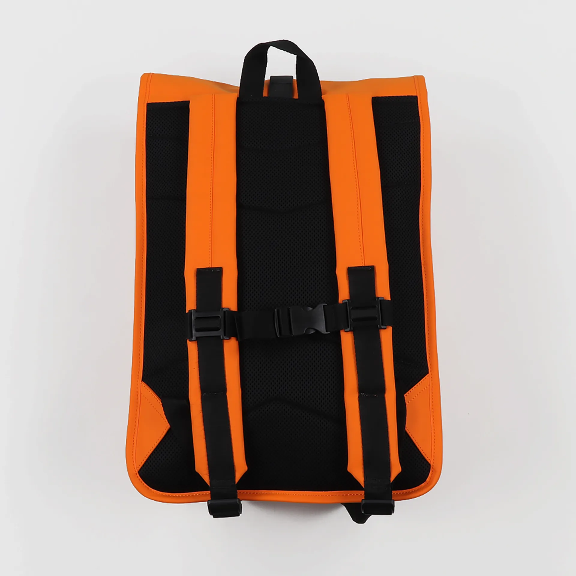 RAINS Bright Orange Backpack Mini / Rucksack waterproof minimalist rectangle Rains Waterproof Backpack Bag Roll Top Rucksack Fire Orange main image 3