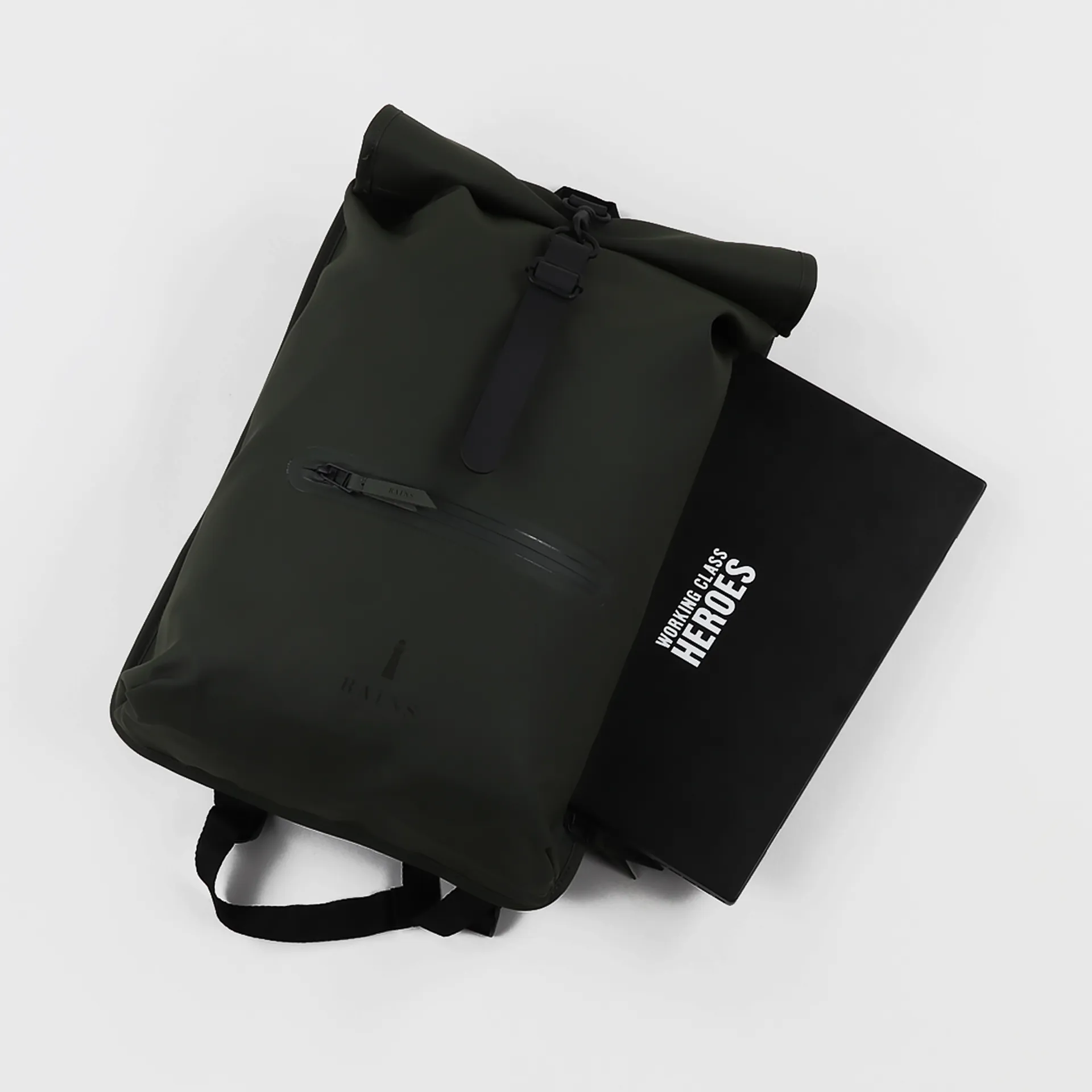 Rains Waterproof Rolltop Backpack Rucksack Poly Bag Green