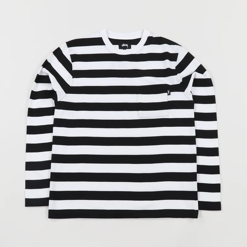 Stussy Rudy Stripe Long Sleeve T Shirt Black
