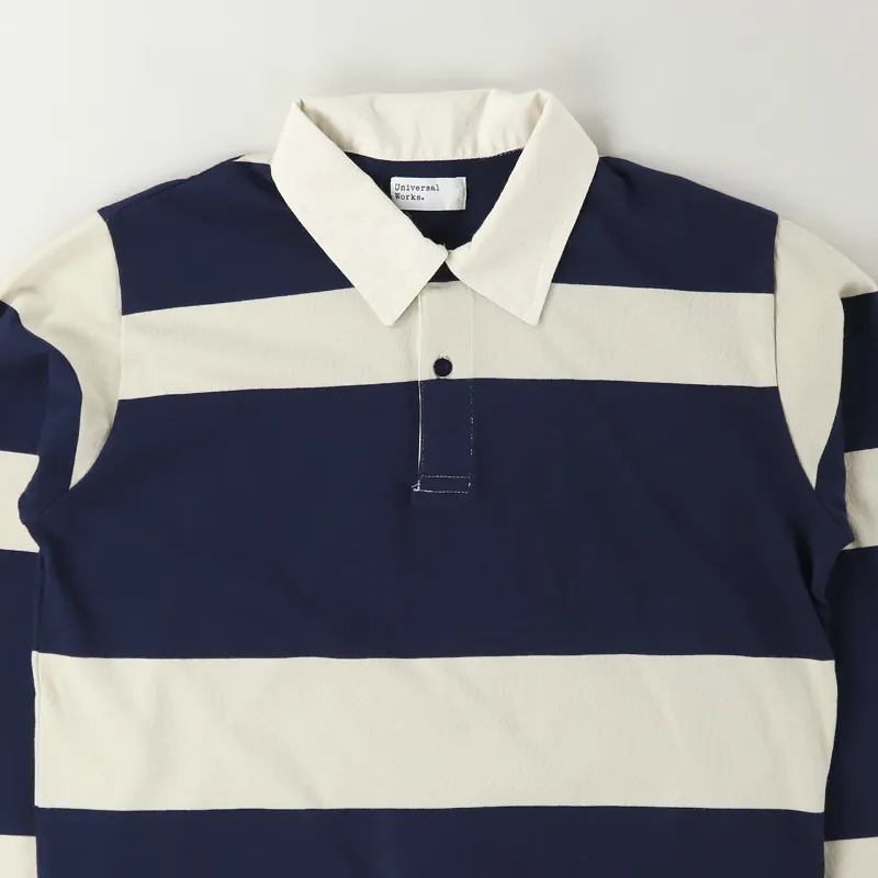 Universal Works Rugby Shirt Ecru Navy-1