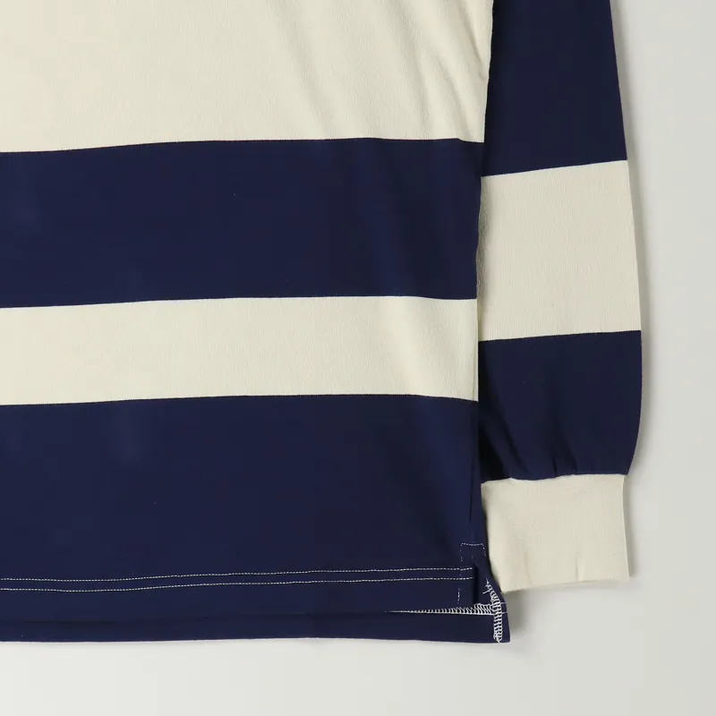 Universal Works Rugby Shirt Ecru Navy-2