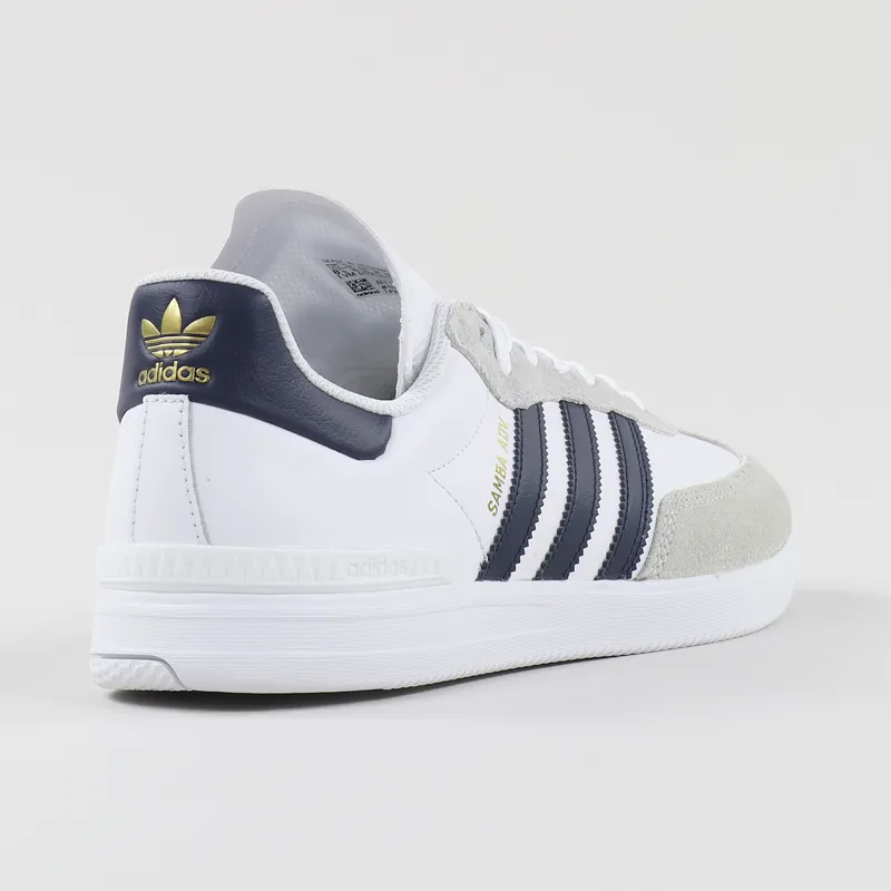 Adidas Skateboarding Samba ADV Shoes White Navy Gold-4