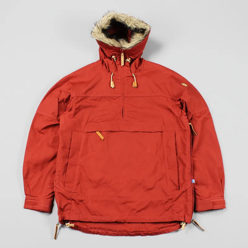 Fjallraven Mens Sarek Anorak Red Hooded Pullover Zip Coat