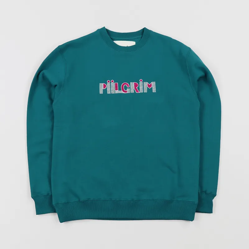Piilgrim Skate Mens Vegan Saturn Crew Neck Sweatshirt Teal Green