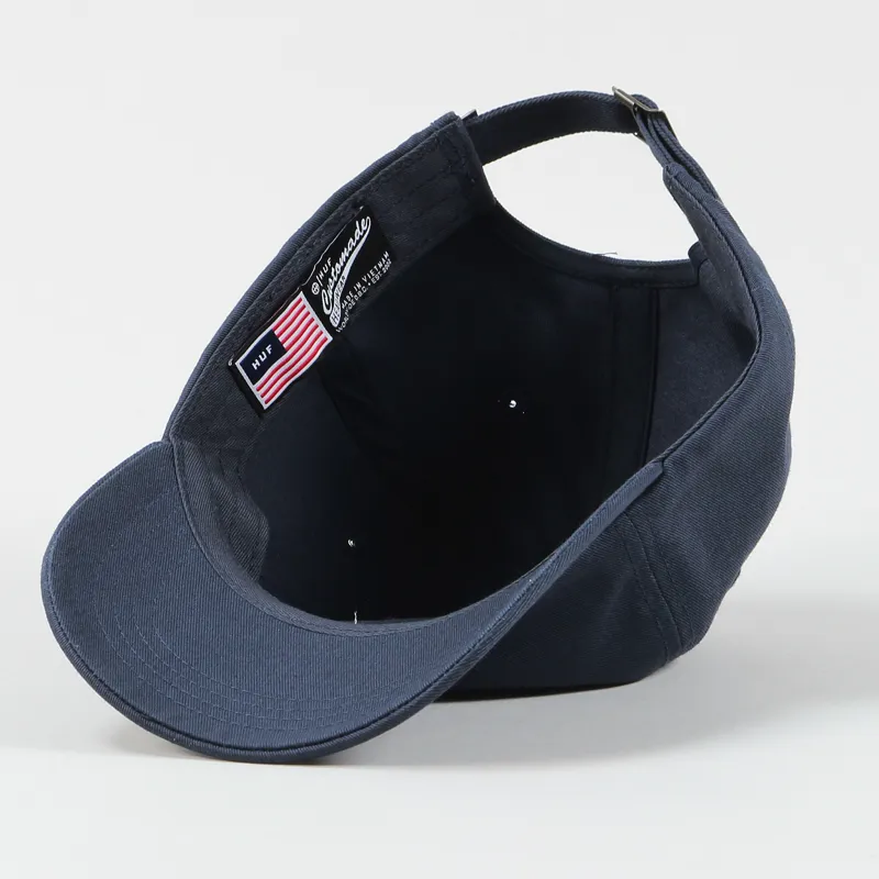 Huf Script Logo Curved Dad Cap Navy White-3