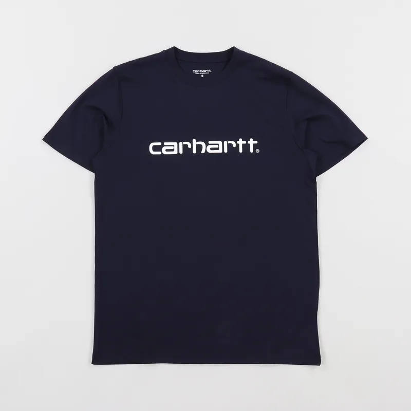 Carhartt WIP Script T Shirt Dark Navy White
