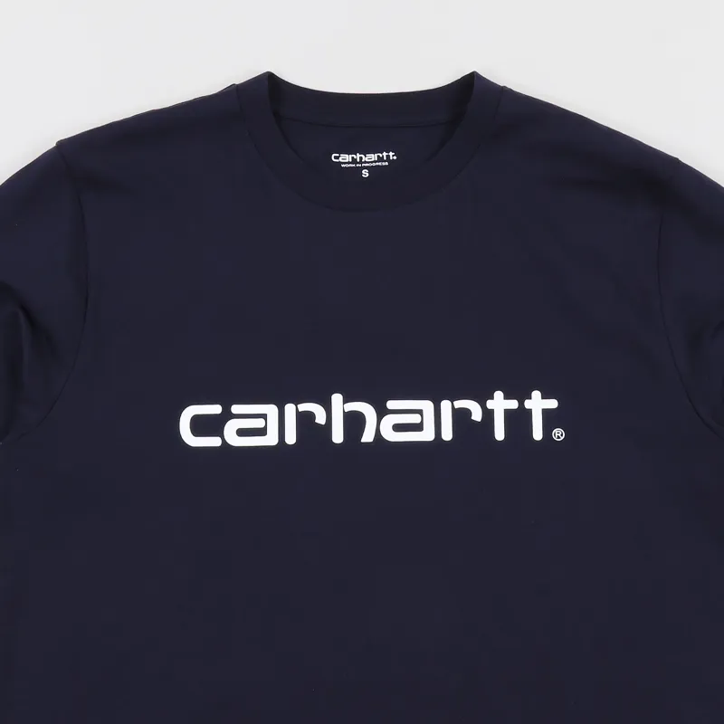 Carhartt WIP Script T Shirt Dark Navy White-1