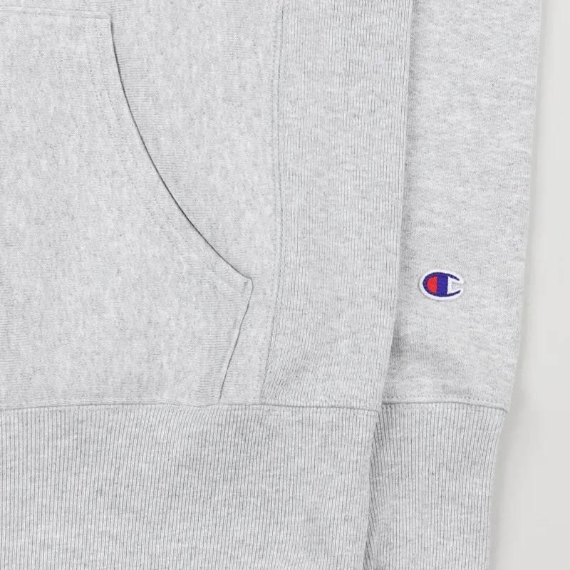 Champion Reverse Weave Winter Weight Script Hooded Sweatshirt Grey-2