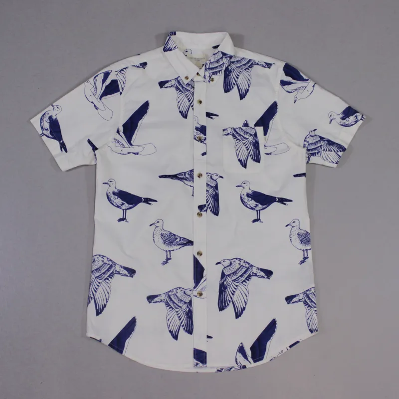 Obey Seagull Print Woven Shirt Tan