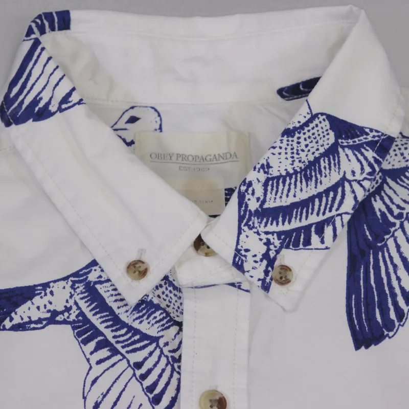 Obey Seagull Print Woven Shirt Tan-1