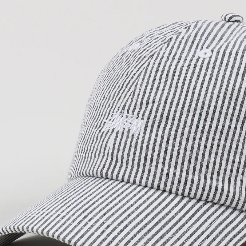 Stussy Seersucker Striped Low Pro Cap Black-1