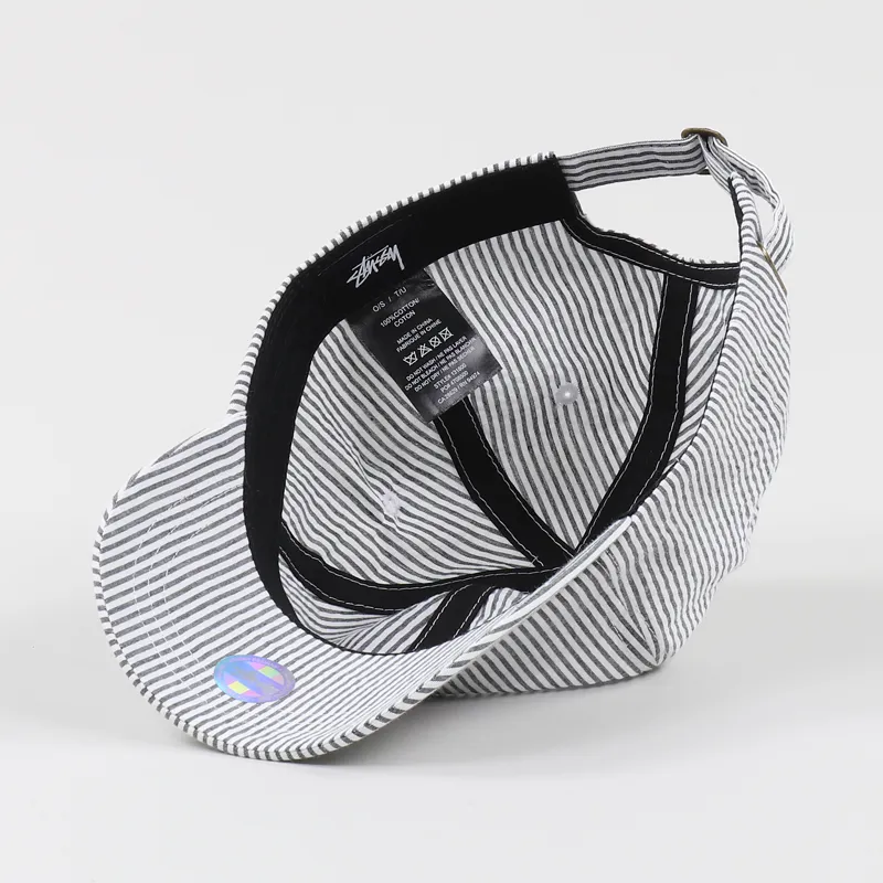 Stussy Seersucker Striped Low Pro Cap Black-3