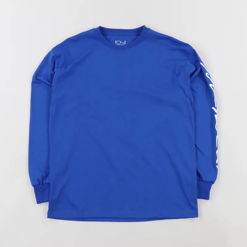 Polar Skate Co. Signature Long Sleeve T Shirt 80s Blue