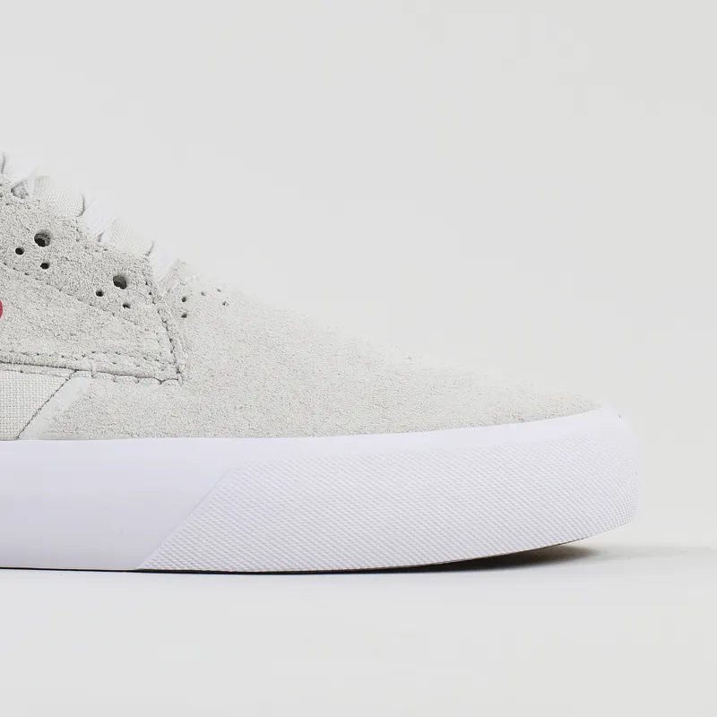 nike sb shane summit white & university red skate shoes