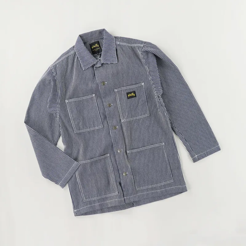 Stan Ray Mens Workwear Hickory Stripe One Wash Shop Jacket Blue