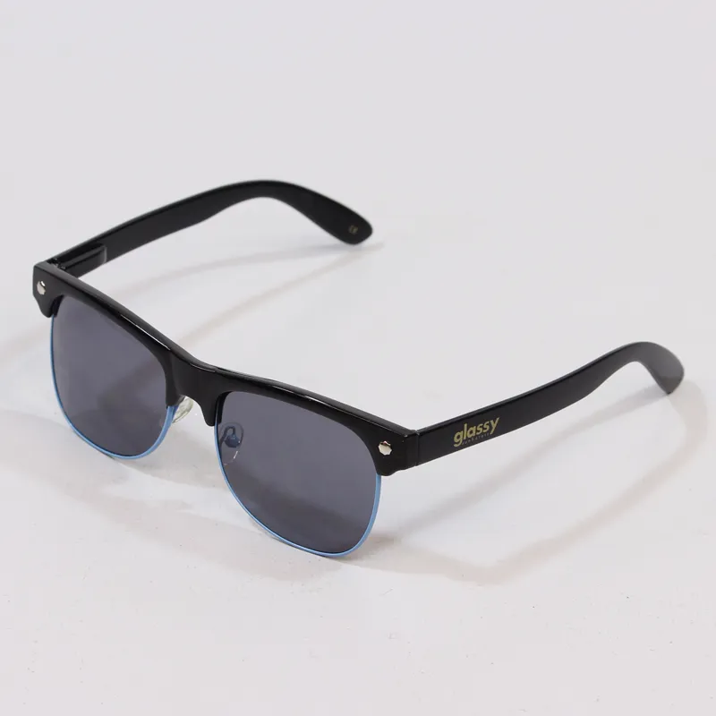 Glassy Sunhaters Shredder Sunglasses Black Blue Trim