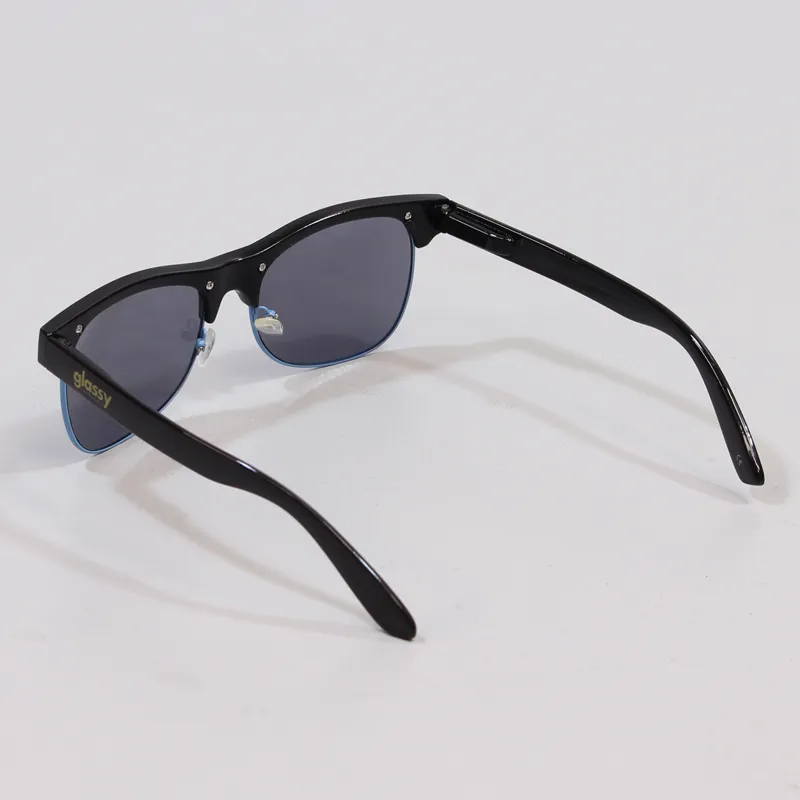 Glassy Sunhaters Shredder Sunglasses Black Blue Trim-1