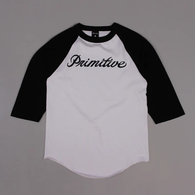 Primitive Signature Raglan T Shirt Black White