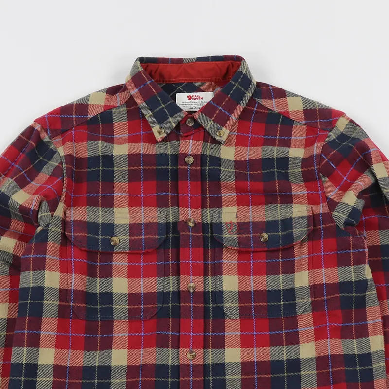 Fjallraven Singi Heavy Flannel Long Sleeve Shirt Deep Red-1