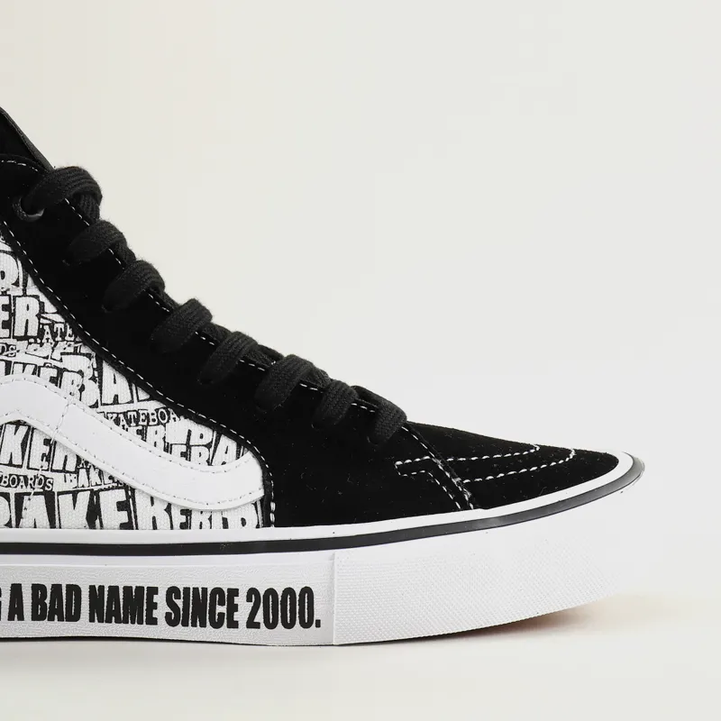 Vans x Baker Mens Skateboarding Sk8 Hi Pro Shoes Black White