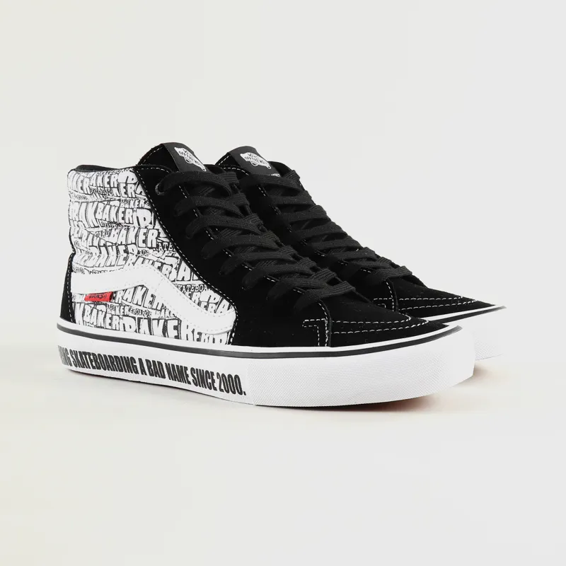 Vans x Baker Sk8 Hi Pro Shoes Black White-3