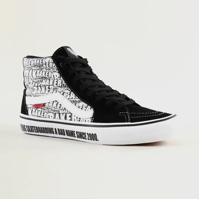Vans x Baker Sk8 Hi Pro Shoes Black White-4
