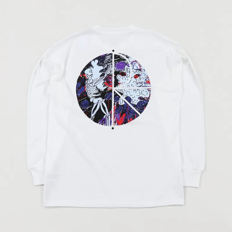 Polar Skate Co. Skeleton Fill Logo Long Sleeve T Shirt White